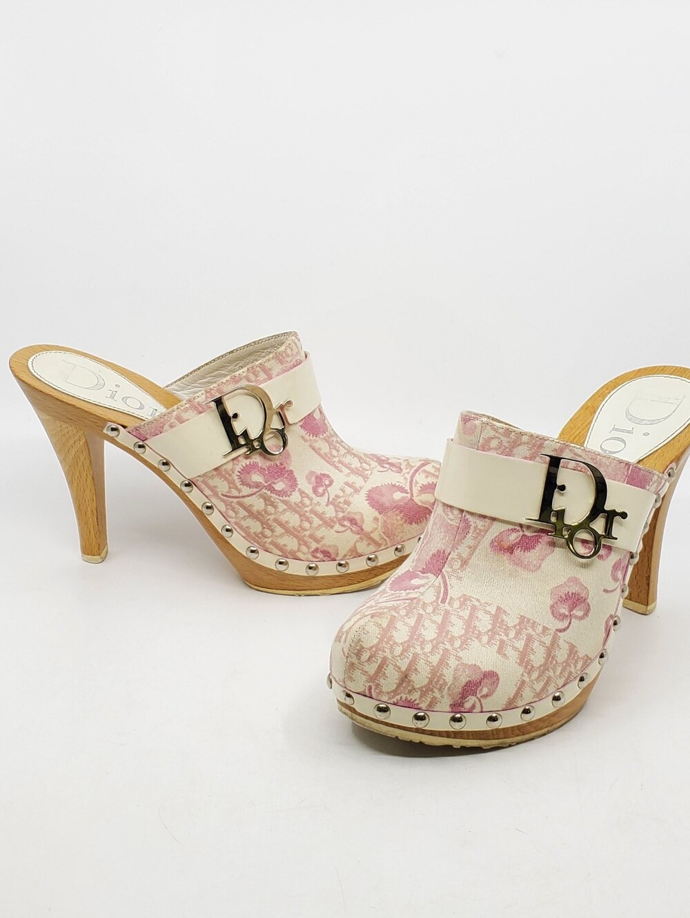Dior Cherry Blossom Diorissimo Platform Vintage Clogs